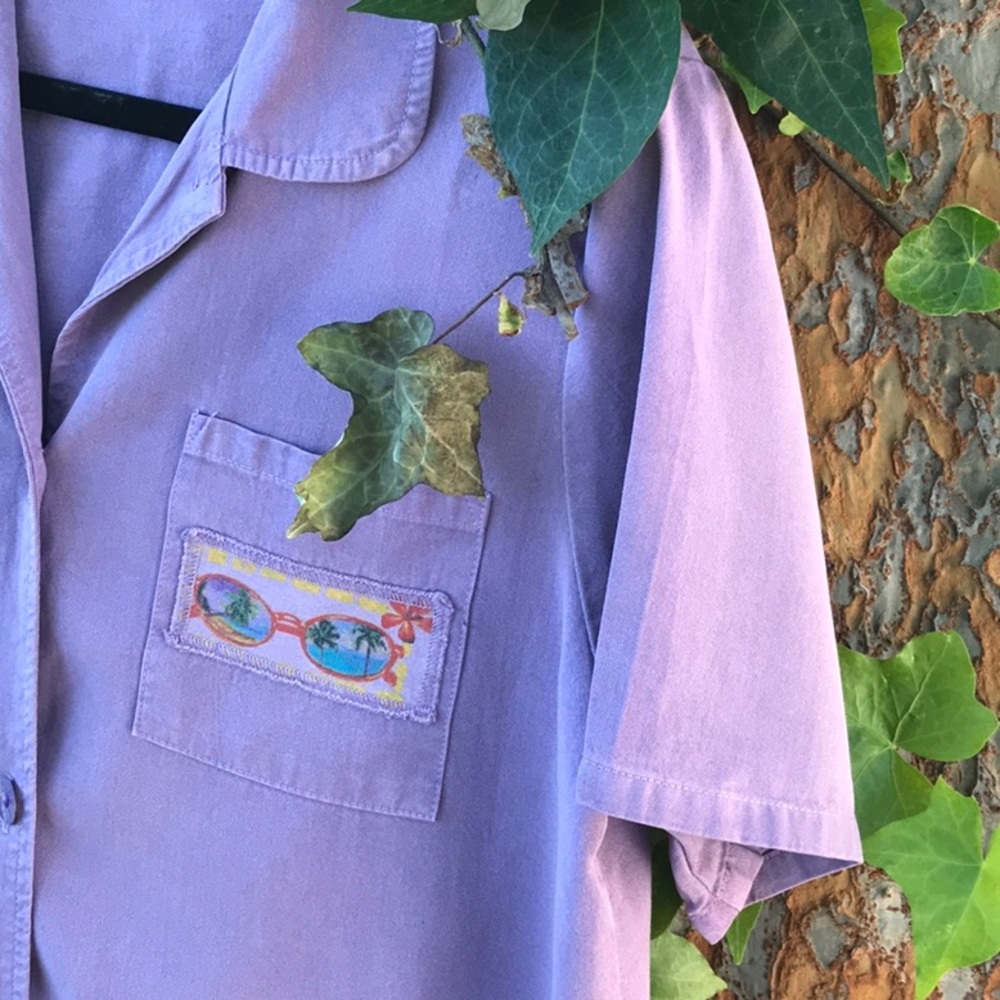 Tencel Short Sleeve Summer Shirt Lilac EUC - L